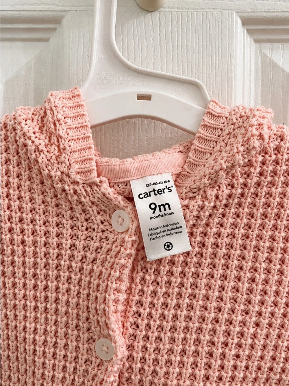 Carter’s Baby Girls Pink Knit Hooded Cardigan Sweater 9M NWT